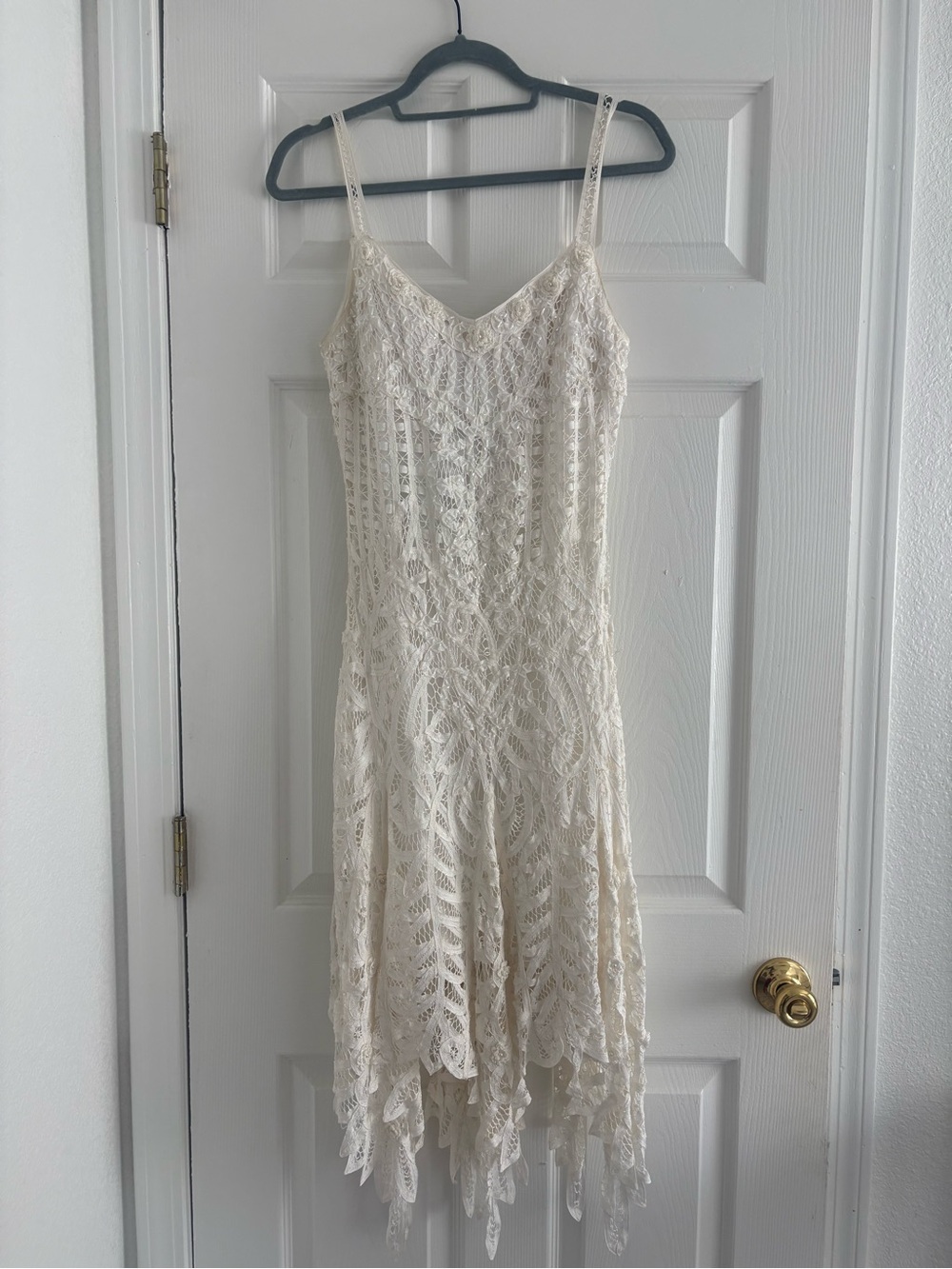 Sue Wong White Lace Beaded Fairy Dress